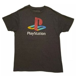 Playstation Logo T-Shirt Ripple Junction Mens Size L Gray Classic Logo Retro